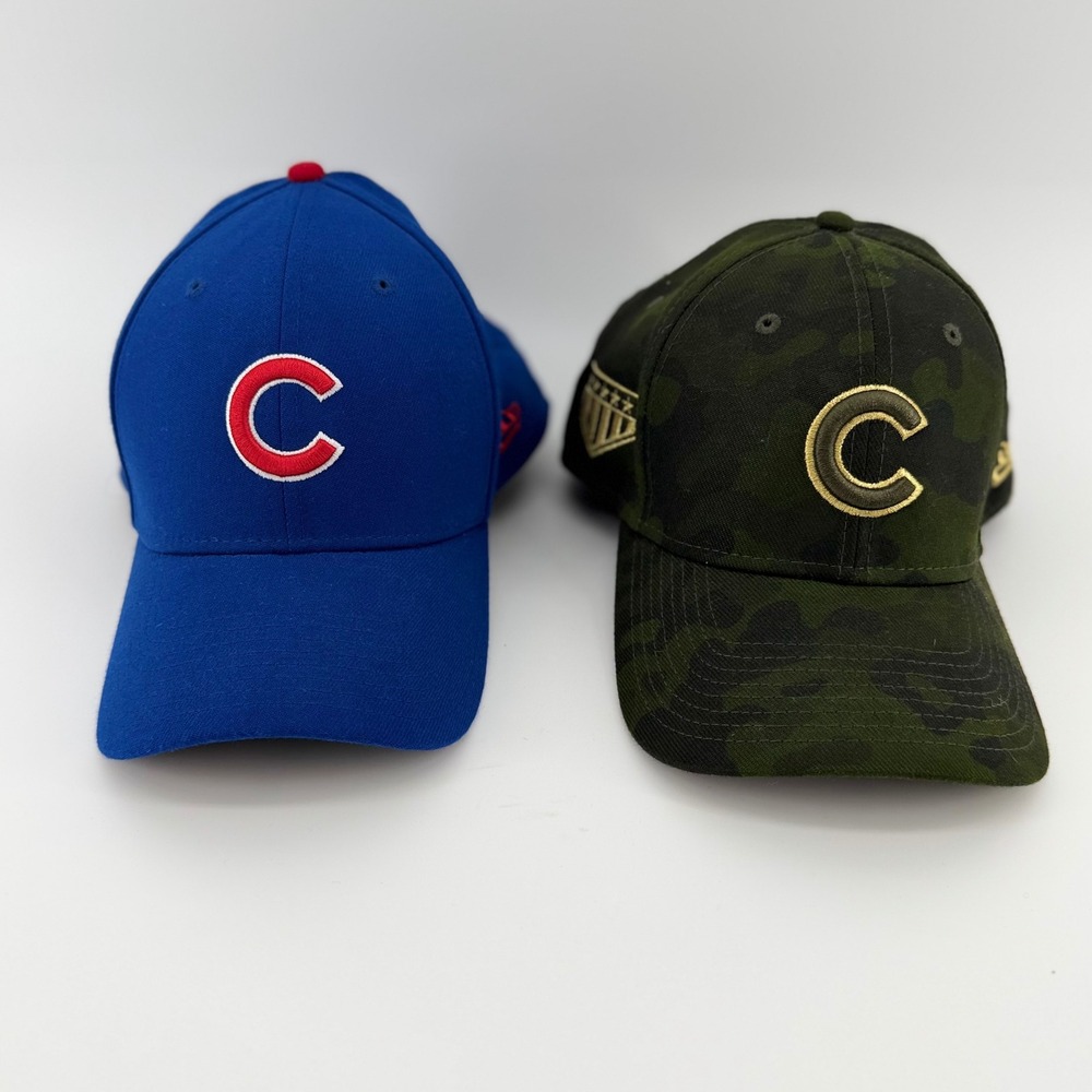 Chicago Cubs New Era Fitted Hat Lot 2 Blue Camo Military Appreciation‎ Caps M/L